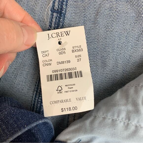 J Crew womens size 27 wide leg crop jeans new high waist belted casual denim - Picture 5 of 12